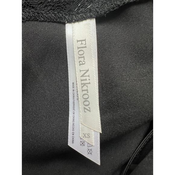 FLORA NIKROOZ WOMENS XSMALL GABBY SATIN LACE CHEMISE NIGHTGOWN BLACK NEW - Picture 3 of 13